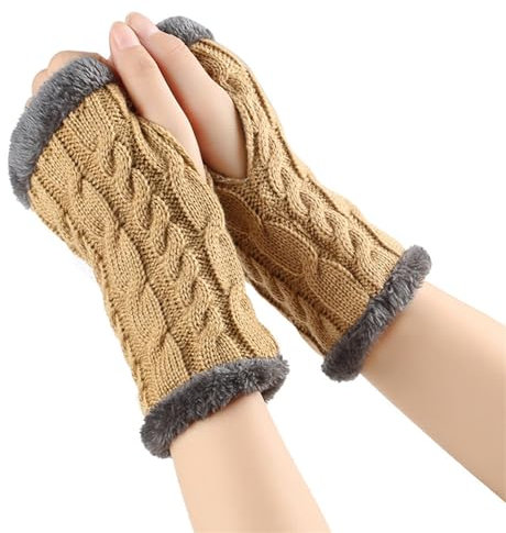 Fulidngzg Thermo Handschuhe Damen Y2K Schwarz Fingerlose Pulswärmer Teenager Mädchen Winter Fäustlinge Winterhandschuhe Touchscreen Wolle Handstulpen Armstulpen
