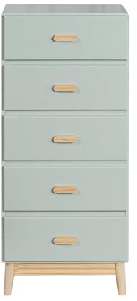 Rebecca Mobili Commode pour Enfants, Commode Gain de Place, Vert Eau Marron, Pin MDF, Style Scandinave, pour Chambre Montessori - Dimensions HxLxP: 115 x 50 x 40 cm - Art. RE6982