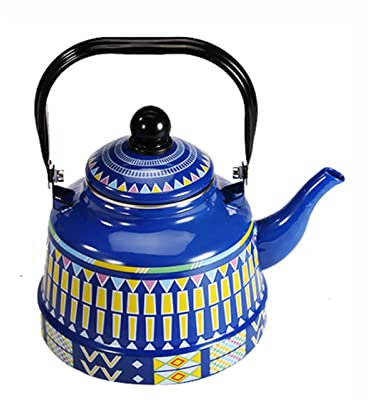 UNbit Kaffeekanne Ersatz Emaille Topf Geometrische Blumen Alte Glocke Topf Haushalt Teekanne Kaffeekanne Emaille Topf Teekannen Teekannen