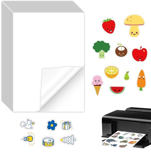 40 Stk. Sticker Papier zum Bedrucken Klebefolie Wasserfest Selbstklebendes Vinyl Stickerpapier zum Selbst Drucken A4 Matte Weiß Rub on Folie für Aufkleber,Laser und Tintenstrahldrucker Drucker