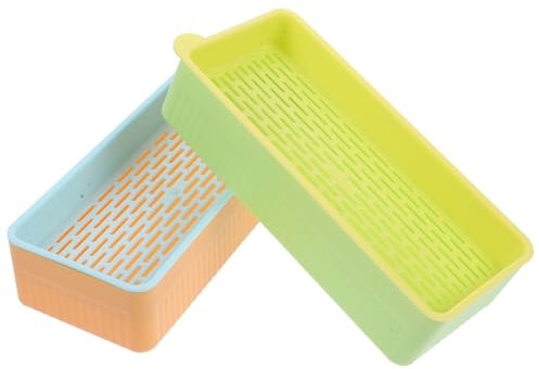 OFFSCH 2stücke Katzengras-pflanzgefäß Aus Kunststoff Rechteckiger Design Erdlose Kulturfunktion Separater Doppeldeckel Einfach Zu Gießen Und Pflegen Für Haustiergras Für Katzen