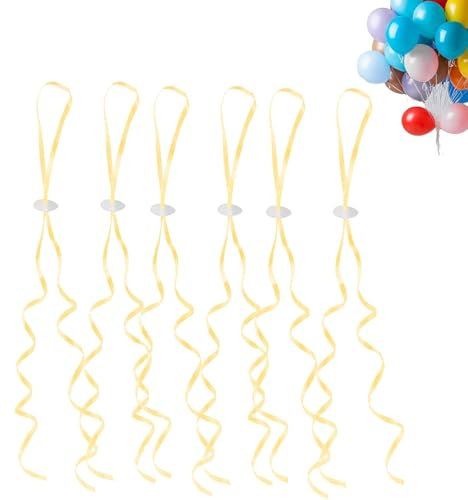 GoldRock Cierres de globos de helio con cuerda para globos, 100 unidades de cinta dorada, cierres de globos, cordones para globos, cuerda para colgar globos para bodas, cumpleaños, fiestas