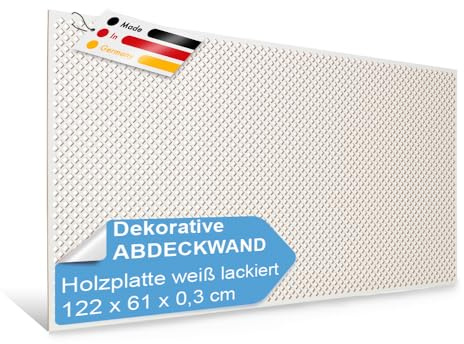 PEGBOARD - VALENCIA Lochwand 122 x 61 x 0,3 cm MDF Holzplatte weiß lackiert - Deutsches Produkt - Heizkörperverkleidung, Türfüllung, Paravent oder Lüftungsgitter - Dekorative Lochplatte [Duopack]