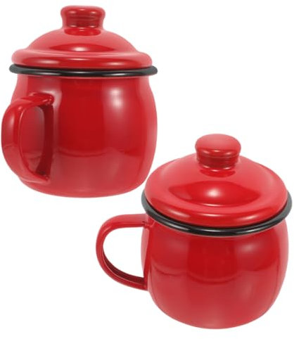 UTHCLO 2St Kürbisbecher aus Emaille rustikaler Becher des Landes Hot-Pot-Becher Weinkrug emaille becher trinkbecher Espressotassen Kaffeebecher Vintage Tasse aus Emaille Emaille-Tasse rot