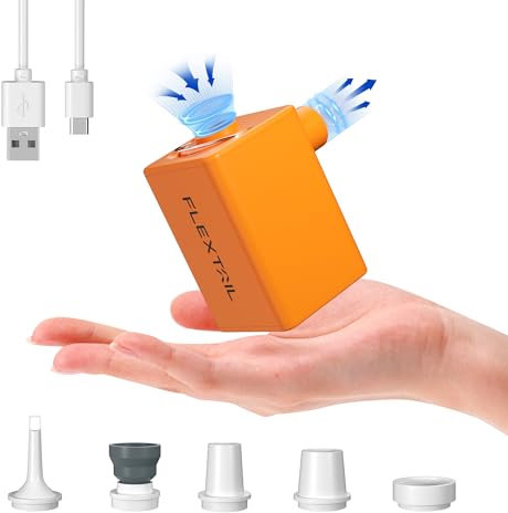 FLEXTAILGEAR MAX PUMP PLUS 2024,Portable Electric Air Pump,Vacuum Pump,300L/min powerful airflow,1600mAh Rechargeable Battery,5 Multiple Nozzles for air mattresses,pool floats, swimming rings