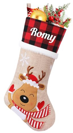 NIBESSER Weihnachtsstrumpf Personalisiert 46cm Nikolausstrumpf mit Benutzerdefinierte Namen Christmas Stockings für Feiertags, Familienparty, Dekoration