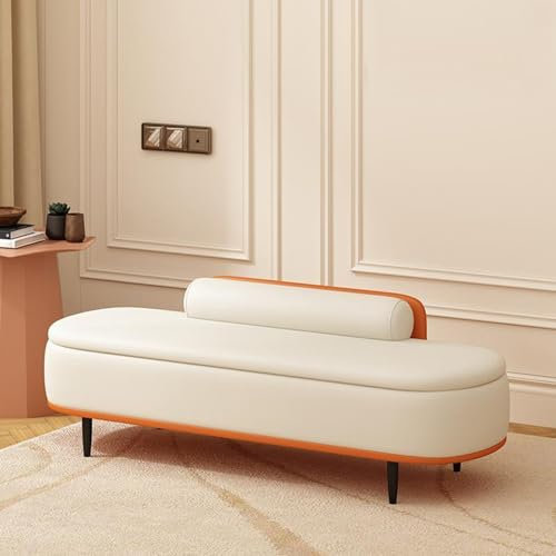 AnYaBinni Schuhbank mit Katzenkratzer Leder, Sitzbank mit Stauraum und Nackenrolle Kissen, Moderne Polsterbank Bettbank für Flur, Schlafzimmer, Wohnzimmer, 60 * 45 * 55 cm