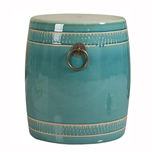 HBALDTEDC Ventilateur de brûleur Silent, Tabouret de jardin rond en céramique, tabouret de jardin de table d'appoint décoratif, for jardin, patio, pelouse, maison intérieure et extérieure(Blue)