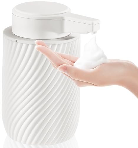 Seifenspender Automatisch 300ml Elektrischer Automatic Schaum Soap Dispenser mit Sensor, No Touch Automatischer Seifenspender mit USB Aufladung für Bad, Küche, Toilette Cremeweiß