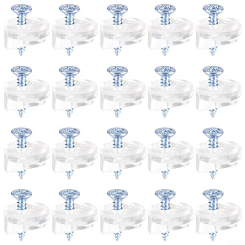 Bulevisiter Lot de 20 clips de fixation pour verre, panneaux de porte d'armoire, miroir avec vis pour portes, fenêtres