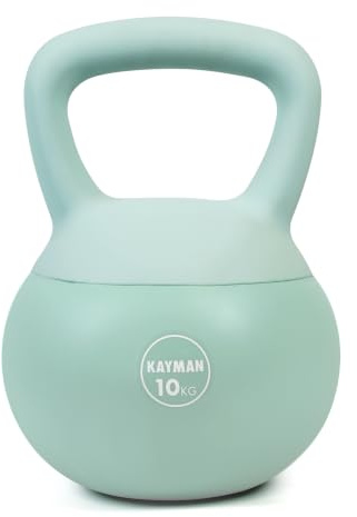 Kayman 10 kg weiche Kugelhantel für das Fitnessstudio zu Hause – PVC-beschichtetes Gewicht – bodensicherer flacher Boden – ergonomischer rutschfester Griff – Krafttraining, Crossfit, HIIT, Core