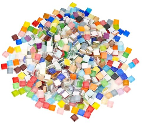 WENLISELL 1000g Square Mosaic Tiles Arts and Crafts, Mixed Color Mosaic Pieces for Crafting, 10x10x3mm Crystal Mosaic Tiles for Crafts, Arts, DIY, Home Decoration, Photo Frame