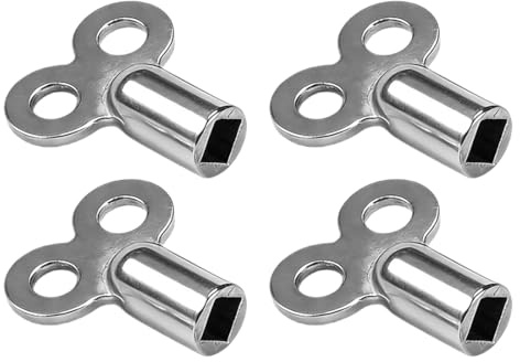 DOKRIN Accessori per riscaldamento centralizzato,Quattro chiavi per radiatori, chiavi per radiatori argentate, chiavi universali, robuste e stabili, adatte a quasi tutti i radiatori.