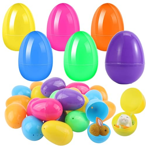 OMIGA Uova Finte per Galline Plastica 36 Pezzi Decori Pasquali Diametro 8 cm Riempibile Decori Pasquali Adatto per Riempire Cestini Caramelle e Regali di Pasqua per Bambini Fai-da-Te