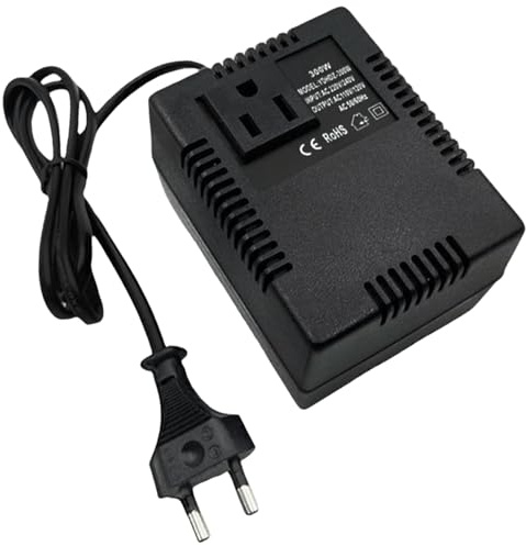 Convertidor de Voltaje 220V a 110V 300W, Transformador de Corriente Portátil Adaptador de Corriente para Viaje para Cargadores Cámara Ordenador y Dispositivos Pequeños