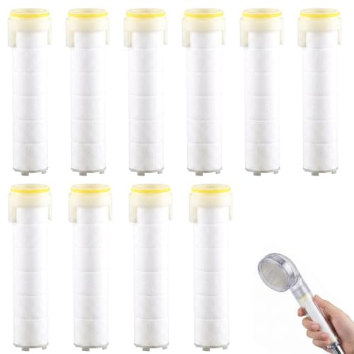 IMLDUY 10 Pcs Filtre Pommeau de Douche, Filtre Douche Anti Calcaire en Coton PP, Cartouche Filtrante de Rechange pour Douchette Filtrante, Longueur 99.6mm, Purificateur d'Eau pour Salle de Bain