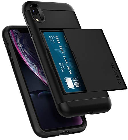 Spigen Slim Armor CS Hülle Kompatibel mit iPhone XR Kartenfach -Schwarz