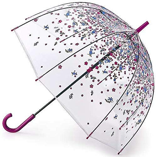 Fulton Tumble Down Petals Clear Birdcage Dome Shape Walking Floral Umbrella