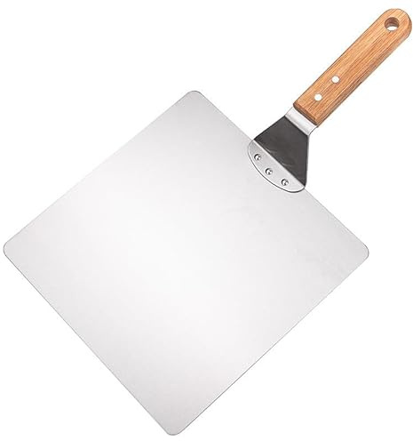 ＪＳＳＥＶＮ 10Inch Pizza Peel Paddle Pizza Turning Peel Stainless Steel Pizza Paddle with Foldable Handle Wood Handle