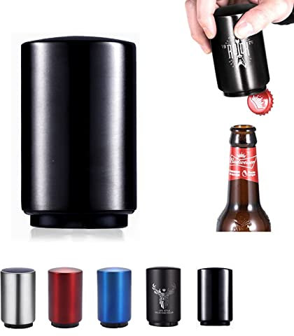 YUDANSI Automatic Beer Bottle Opener, Beer Push Corkscrew Gift for Men Women, Magnet Stainless Steel Opener for Beer Soda Bottle Cap Remover, ​Beer Accessories Gift for Him on Valentine's Day