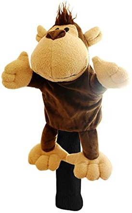 SM SunniMix Novelty Golf Club Headcover Soft Animal Wood Driver Head Cover Dust Proof Portable Funny for Women Men Golfer, Monkey