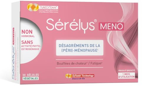 UPSA - Sérélys MENO - Complément Alimentaire Naturel - Désagréments de la Ménopause et Périménopause - Non hormonal - Bouffées de Chaleur, Fatigue - 30 Gélules Végétales - 1 mois