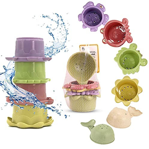 Baby-Stapelbecher, Kunststoffbecher, Kleinkinder, Badespielzeug, stapelbar, Babyspielzeug, Aktivität, Nistbecher, 6 Stück