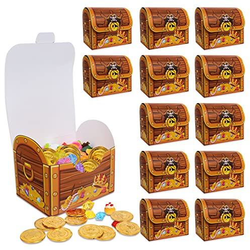 Piraten Schatzkiste,12Pcs Piratenparty Box,Schatztruhe Kinder Piraten Geschenkbox Schatzkiste,Kindergeburtstagsfeier Requisiten Schatztruhe Piraten Partyzubehör,für Halloween Deko Kinder Mitgebsel Box