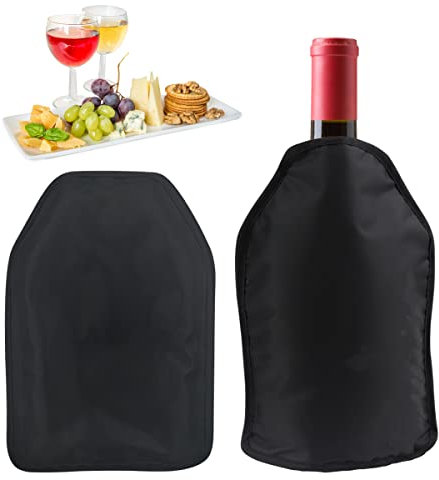 Professional Insulated Wine Sleeve- Black Thermal Bottle Cooler for Wine, Champagne & Beer Bottles, Long Lasting Cold Retention, Portable Design for Picnics, Beach Parties, BBQs & Car Travel (Black)