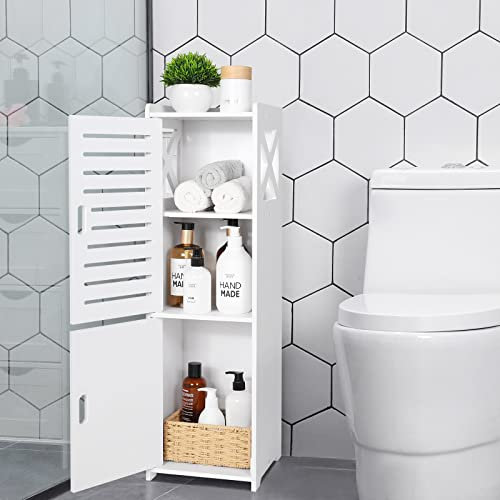 FACOKOLA Armadio a Colonna Bagno, Multiuso, Bianco, 24 x 22 x 75 cm