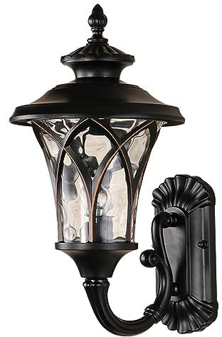 Chao Zan Lampada da parete esterna alluminio,impermeabile IP55, lampada da parete con zoccolo E27. Perfetta per balconi, portici o terrazze, giardino, lampadine non incluse. (A)