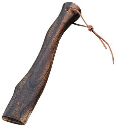 Jorzer Axe Handle 13 Inch Wooden Hatchet Handle Replacement with Hanging Leather Cord Ergonomic Curved Hatchet Handle Replacement with Fit for the Interface 4 * 1.3cm