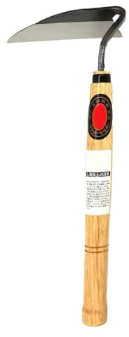 Mkiujhn Sichel, Sense mit Holzgriff, Gartensense mit langem Griff, Sensensichel für Mähen von Gras, Getreide, Unkraut, Handsense, Kleinsense, Gartensense