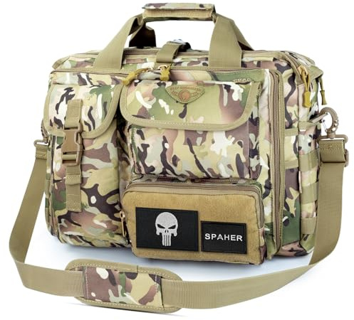 SPAHER Arbeitstasche Laptoptasche 14/15.6/17.3 Zoll Messenger Bag Pilotentasche Aktentasche Taktische Tasche Militär Tasche Tragetasche Schultertasche Geschenk für Männer