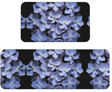 Lot de 2 tapis de cuisine antidérapants et rembourrés imperméables pour évier, buanderie Mauve Hortensia