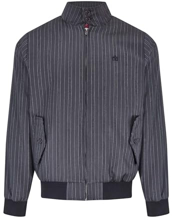 Merc of London Veste Harrington à Rayures pour Homme Fouberts, Gris Foncé, L