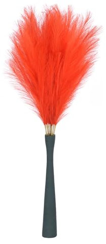 QUARKZMAN 8 Stücke Faux Pampas Gras Dekor Groß, 45/114cm Große Künstliche Flauschige Gras Stiele Falsche Getrocknete Blumen für Zuhause Hochzeit Vase Dekoration, Orange