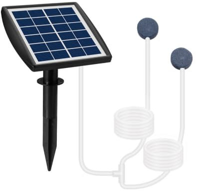 AISITIN Solar Sauerstoffpumpe für Gartenteich, 2W Solar Teichbelüfter, Sauerstoffpumpe Aquarium Oxygenator, Oxygenator Angelbelüfter mit Batterie, Luftpumpe für Teich, Gartenteiche, Aquarium