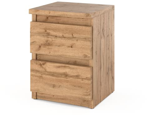 MRBLS_HOME Nachttisch Nachtschrank Nachtkommode 30 x 40 x 30 cm (B/H/T) - Schmale Kommode mit 2 Schubladen Schubladenschrank für Ihr Schlafzimmer (Wotan)