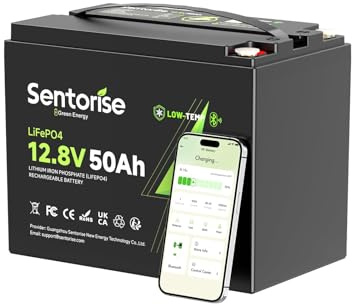 SENTORISE 12 V 50 Ah Deep-Cycle-LiFePO4-Lithiumbatterie mit Bluetooth Batterie für Marineanwendungen, Wohnmobile, Trollingmotor, Solarpanels
