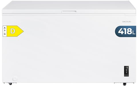 Cecotec Congélateur Coffre 418L Bolero CoolMarket Chest 418P White E. Panier, Contrôle Électronique LED, Roues, UltraContact D-Cool, Double Fonction, Porte ZeroG (80º-30º) et Congélation Rapide