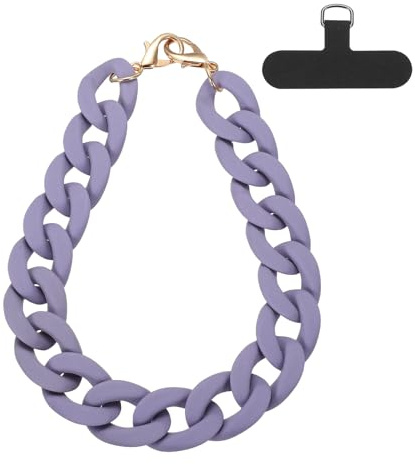 QUARKZMAN Phone armbandshållare 15 tum akryl mobilkedja med Tether Tab handsfree handledsband för kvinnor mobiltelefon fodral tillbehör lila