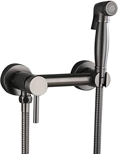 Bidet portatile manuale, Spruzzatore bidet portatile grigio for WC, pannolino in stoffa, montaggio a parete in ottone, tubo flessibile da 150 cm, 3 pezzi