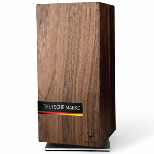 Messerblock ohne Messer magnetisch [Premium] | Nordamerikanische Walnuss | 360° drehbar | 5,2 kg extra schwer | Rutschfeste Edelstahl-Basis