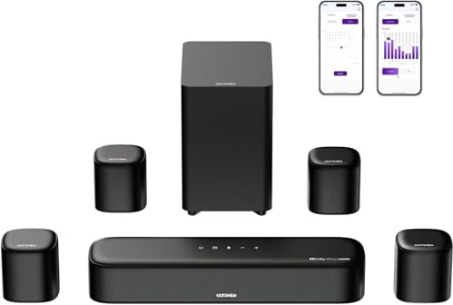 ULTIMEA 7.1ch Sound Bar with Dolby Atmos, Surround Sound System for TV with 4 Surround Speakers, Soundbar with Subwoofer for Home Theater, HDMI eARC, Aura A60