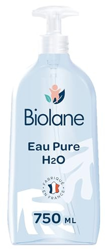 BIOLANE - Eau Pure H2O Bébé - Nettoie et protège - Flacon Pompe - 750ml | Visage, Corps et Siège, Sans rinçage, 99% d'ingrédients d'origine naturelle, Dès la naissance, Fabriqué en France
