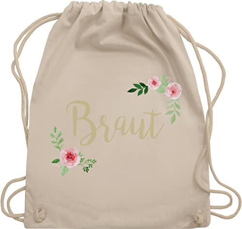 Shirtracer Turnbeutel Rucksack - JGA Junggesellenabschied Frauen - Braut Blumen - Unisize - Naturweiß - utensilien junggesellinnenabschied brauttaschen bachelorette party juterucksäcke