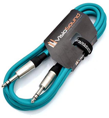 6.35mm 1/4 Stereo TRS Jack to Jack Balanced Audio Cable (Green, 3m) | Noiseless OFC Balanced Signal, Audio, Patch Cable / 11 Colours