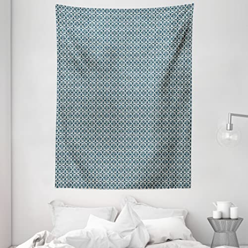 ABAKUHAUS Jahrgang Wandteppich, Grunge Motive Mittelalter, Wohnzimmer Schlafzimmer Heim Seidiges Satin Wandteppich, 150 x 200 cm, Dunkler Teal Eggshell