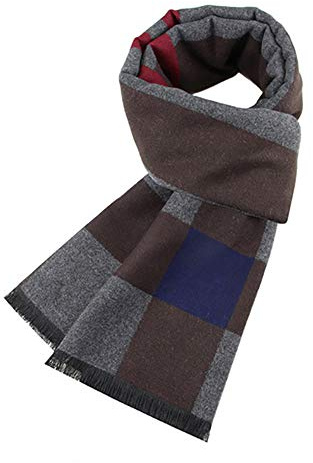 Ueither Écharpe Homme Longue Chaude Automne et Hiver Souple Confortable Foulard Tartan Écharpe (180cm x 30cm, Couleur 2)